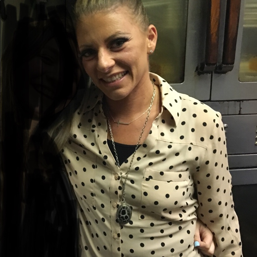 Women’s Collared Polka Dot Blouse from Express.